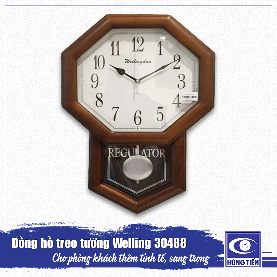Đồng hồ treo tường Welling 30488 cho phòng khách thêm tinh tế, sang trọng